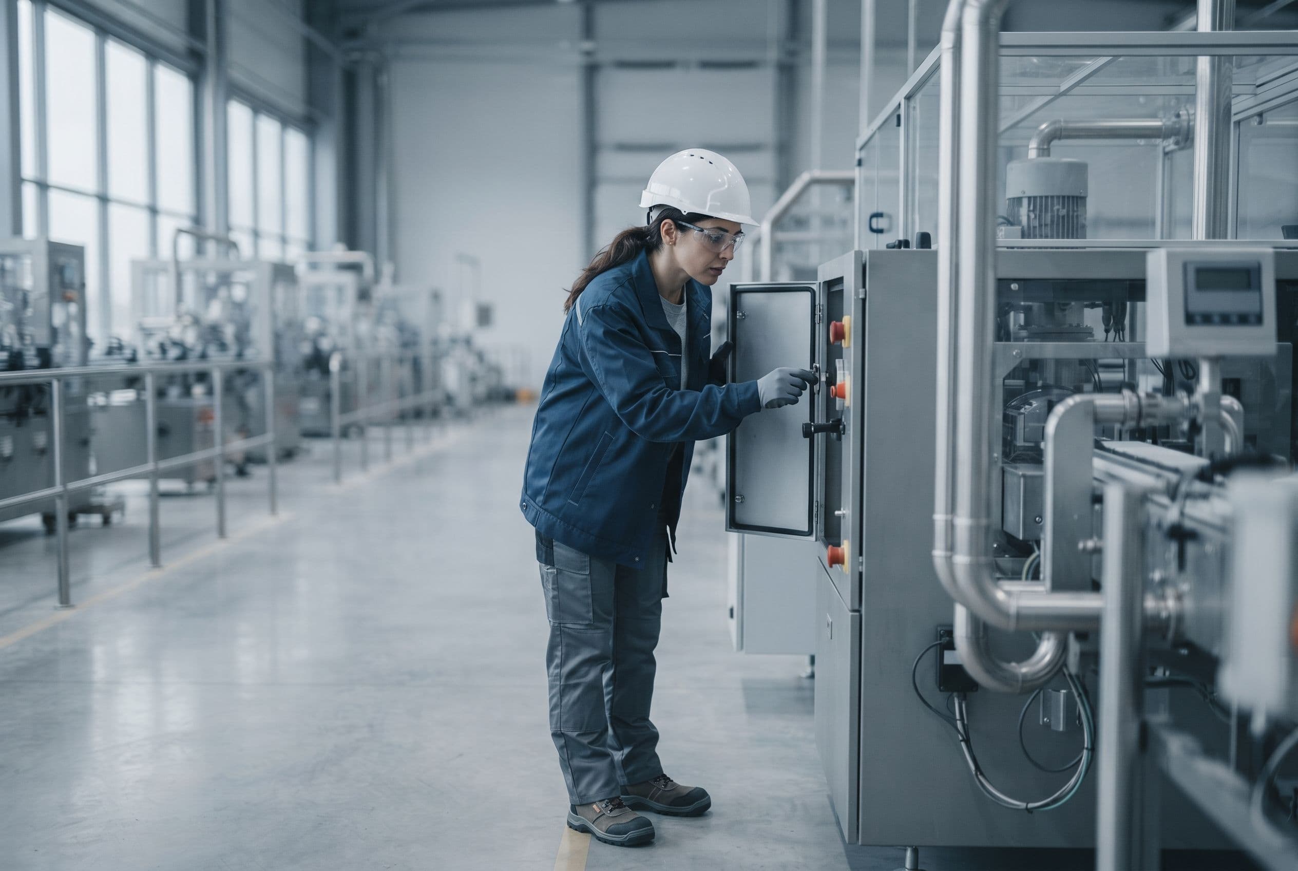 A production worker on a factory floor