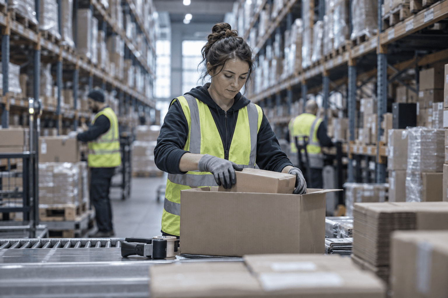 A warehouse worker picking orders during a seasonal hiring surge
