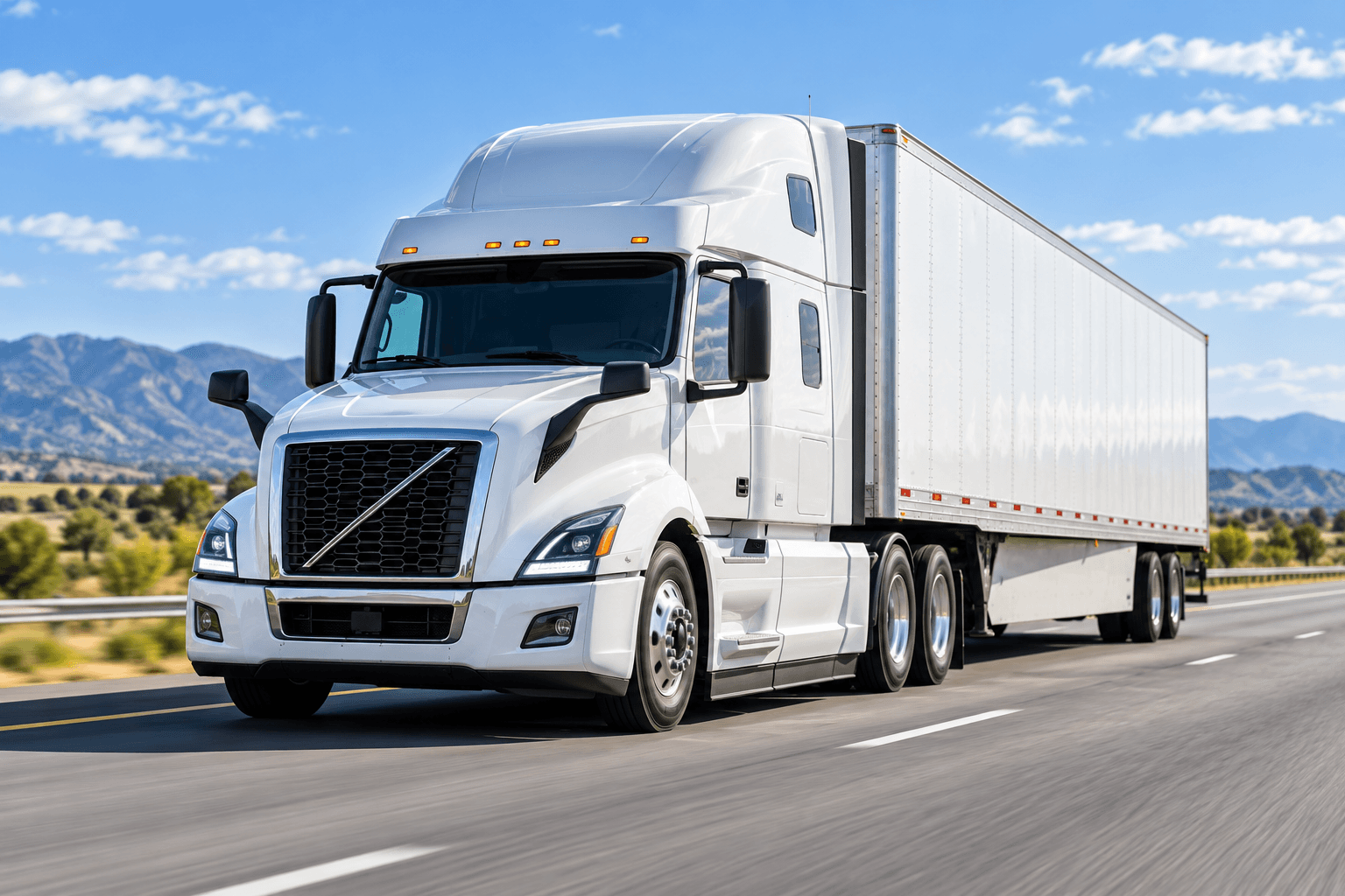 A commercial truck on the highway