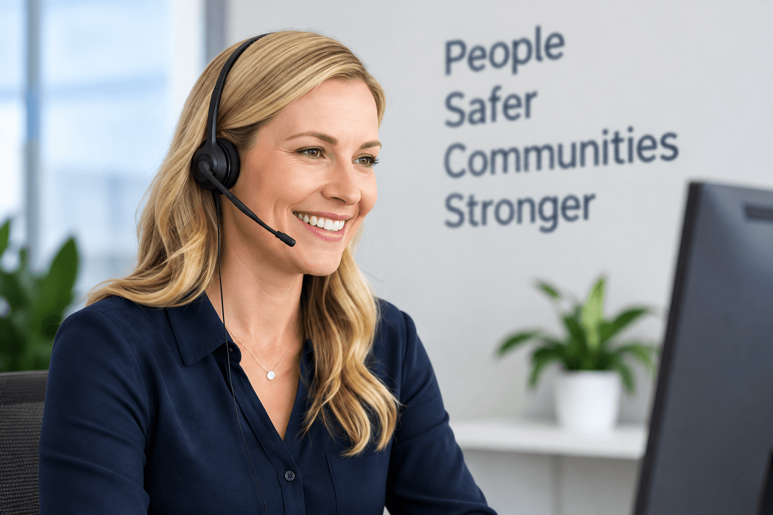 A support specialist helping a client over a headset
